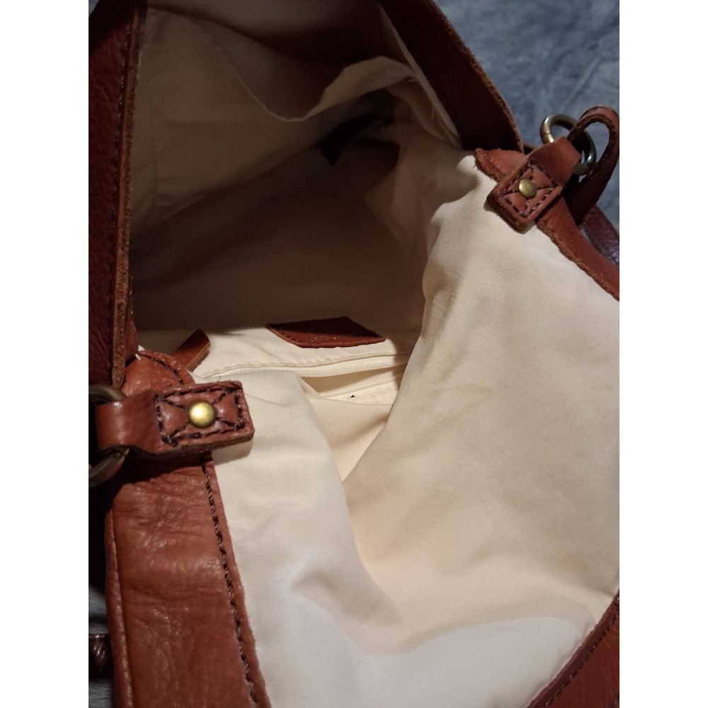 Margot New York Brown Leather Crossbody Zip Gold Hardware Shoulder Strap Purse - Picture 13 of 16